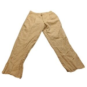 Inserch Men's 36x31 Linen Pleated Trousers Pants Beige Tan Frayed Hem Neutral